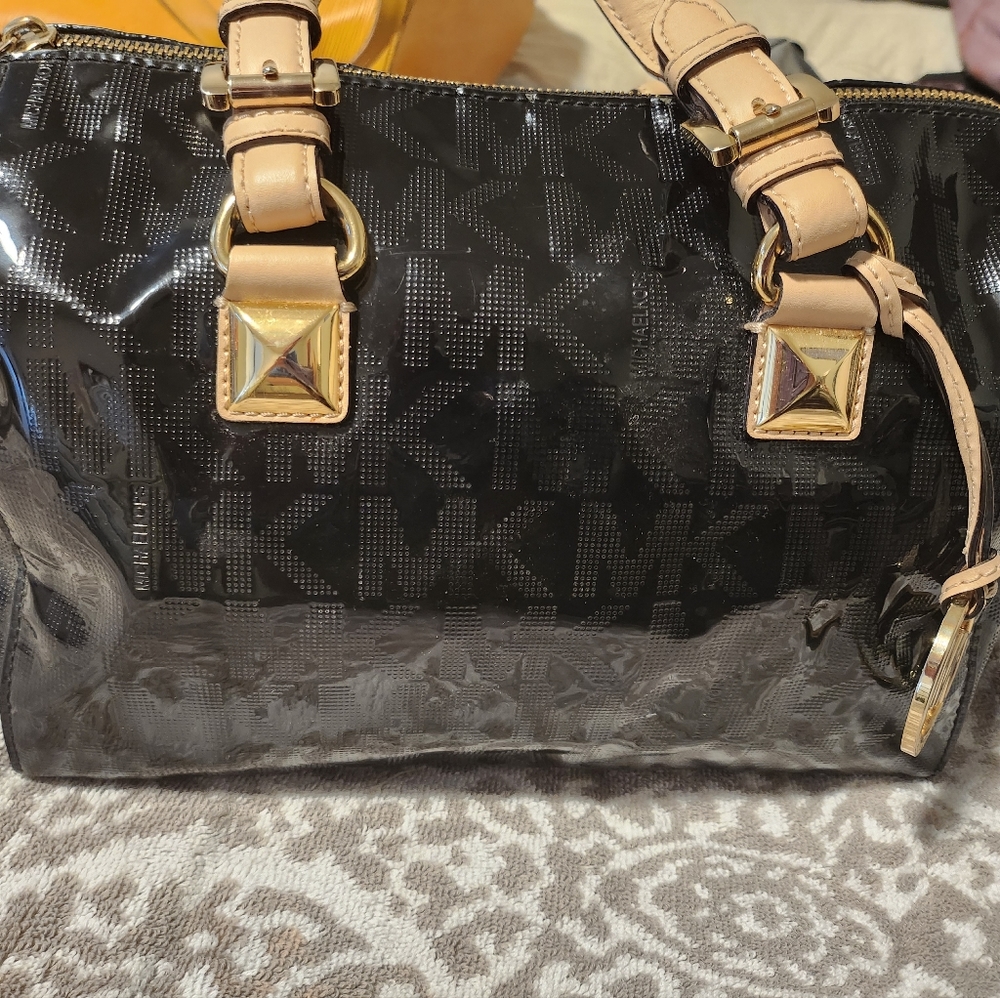 Michael Kors Grayson Black Mirror Satchel plus a waller and travel bag